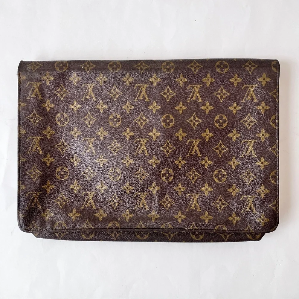 Louis Vuitton Vintage 80s Monogram Document Folding Laptop Portfolio Clutch